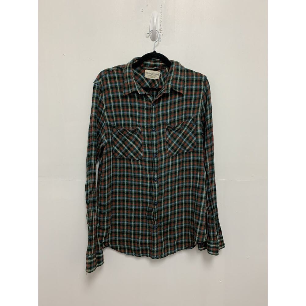 Denim Supply Ralph Lauren Flannel Shirt Men XL Green Plaid Button Up Pockets